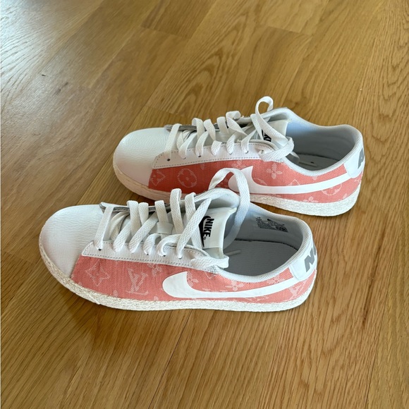 Not Geeks custom upcycled Nike x Louis Vuitton sneaker pink & white combo Size 8 - Picture 3 of 10